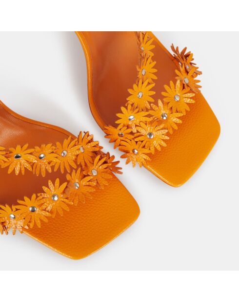 Sandali arancioni in pelle - tacco 9 cm