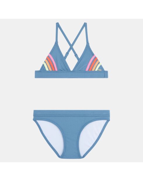Maillot de bain 2 Pièces croisé dos bleu canard