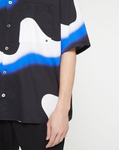 Illusion Smoke zwart/blauw losvallend shirt van 100% biologisch katoen