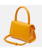 Sac à main mini en Cuir Semi Patent Léa orange - 10,5x16,5x7 cm
