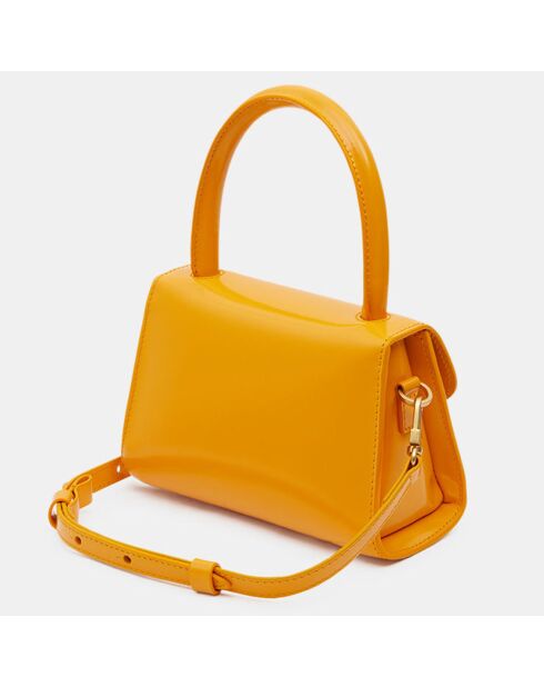 Sac à main mini en Cuir Semi Patent Léa orange - 10,5x16,5x7 cm