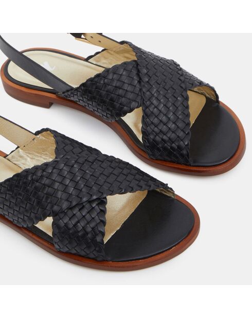 Sandales en Cuir tressé à brides croisées noires