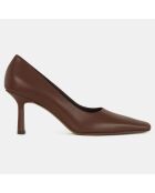 Escarpins en Cuir chocolat - Talon 7.5 cm