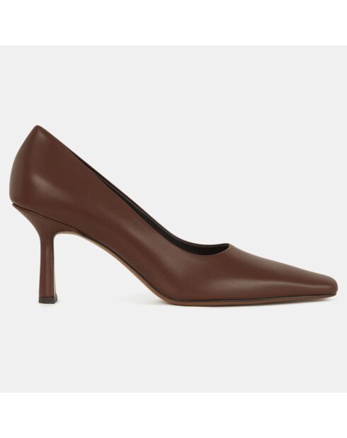 Escarpins en Cuir chocolat - Talon 7.5 cm