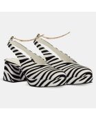 Sandales en Cuir blanc/noir - Talon 7 cm