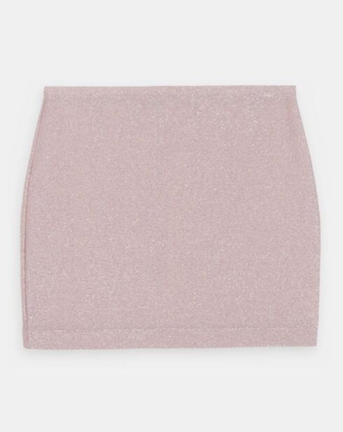 Jupe mini Perle moulante à paillettes rose clair