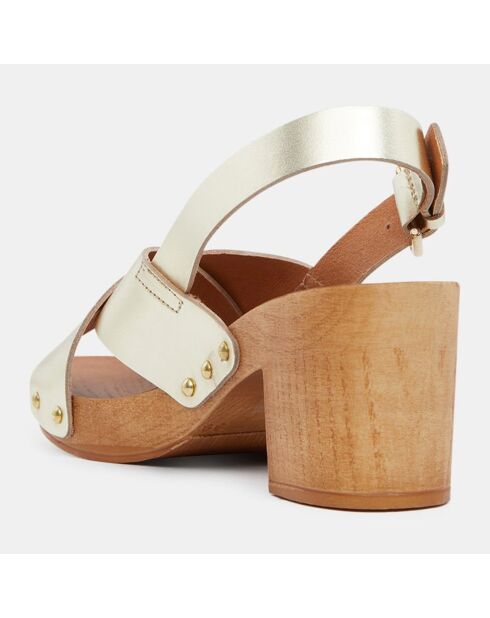 Sandali con zoccolo in pelle dorata - Tacco 7 cm