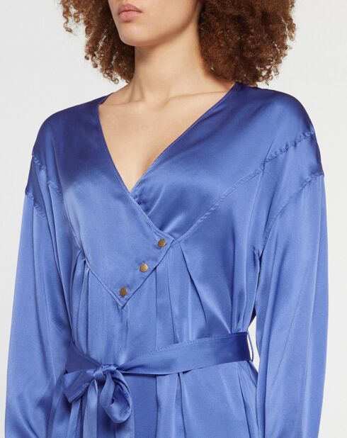 Robe longue 100% Soie Abito bleue