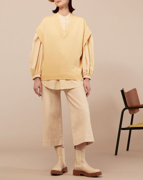 Hellgelbes Pawel Hemd aus Baumwollpopeline