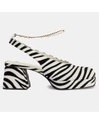 Sandales en Cuir blanc/noir - Talon 7 cm