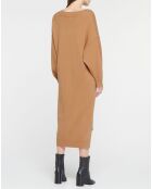 Robe pull en Laine & Cachemire Divine col V camel