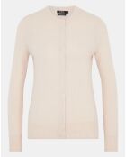 Cardigan 100% Cachemire col rond Zacao beige rosé