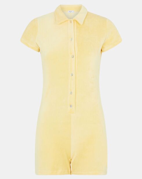 Gele jumpsuit met korte broek van katoen en badstof van Astrid