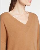 Robe pull en Laine & Cachemire Divine col V camel