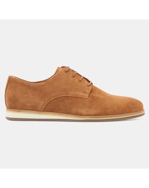 Derbies basses en Velours de Cuir camel