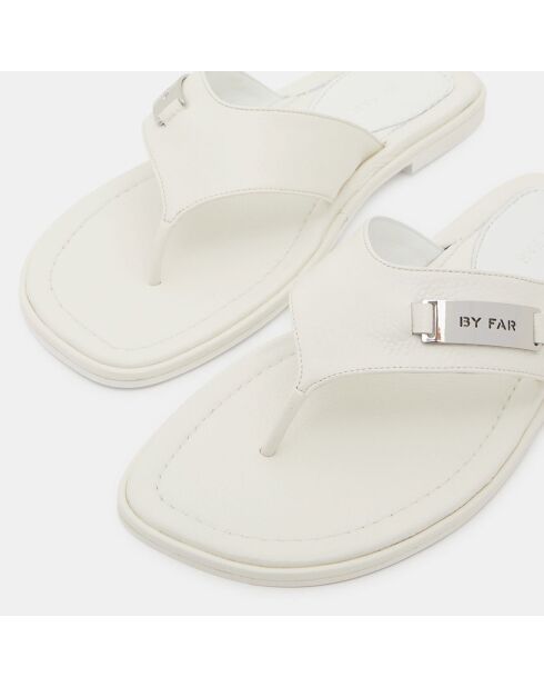 Weiße Flip Flops aus Leder