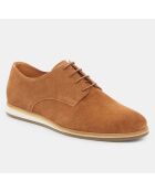 Derbies basses en Velours de Cuir camel