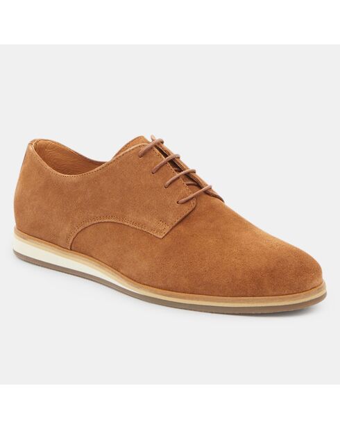 Derbies basses en Velours de Cuir camel