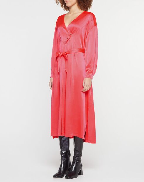 Robe longue 100% Soie Abito rose