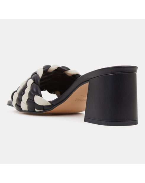 Mules en Cuir Odessa noir/blanc - Talon 5.5 cm