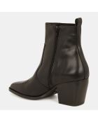Bottines en Cuir façon santiags noires - Talon 7 cm