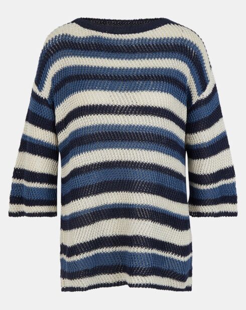 Pull 100% Lin Gentile bleu/multicolore
