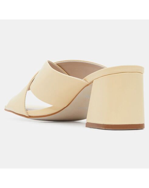 Mules croisées en Cuir écrues - Talon 6 cm