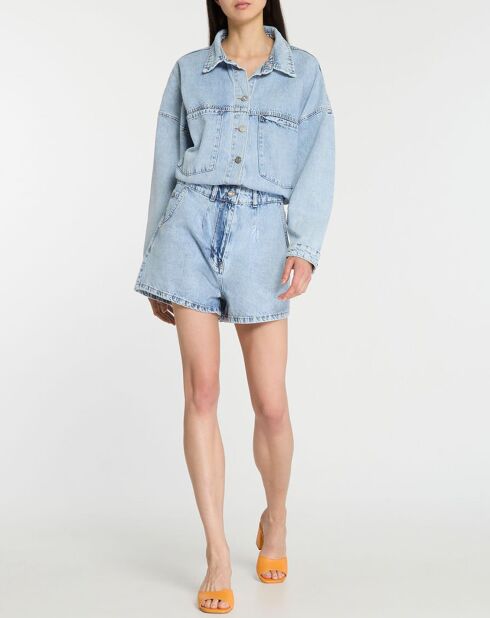 Maha jeansblauwe korte jumpsuit van denim