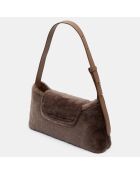 Sac enveloppe en Cuir & Peau Shearli marron foncé 16x28x6 cm