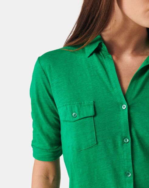 Chemise en Lin mélangé verte