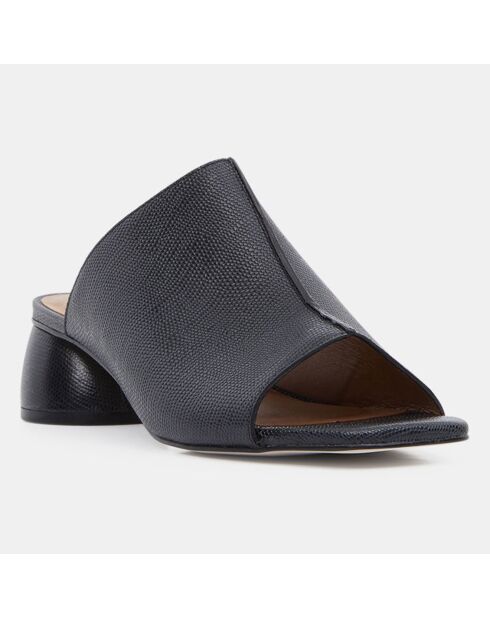 Mules en Cuir à talon rond noires