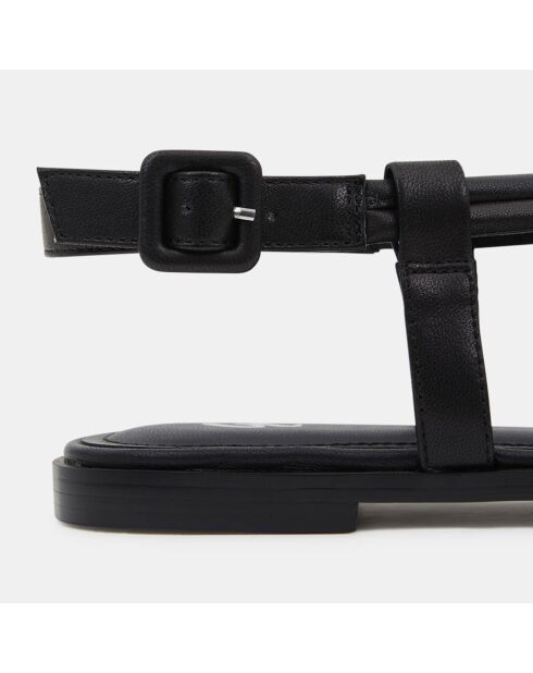 Schwarze Ledersandalen mit Kreuzriemen