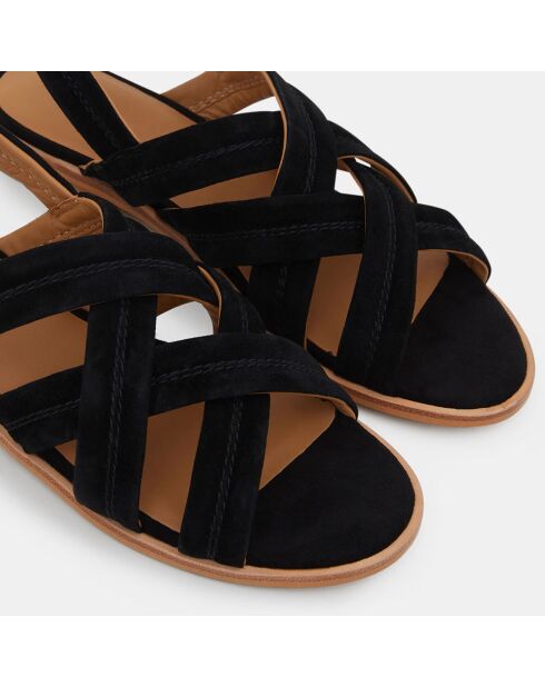 Sandales croisées en Velours de Cuir noires
