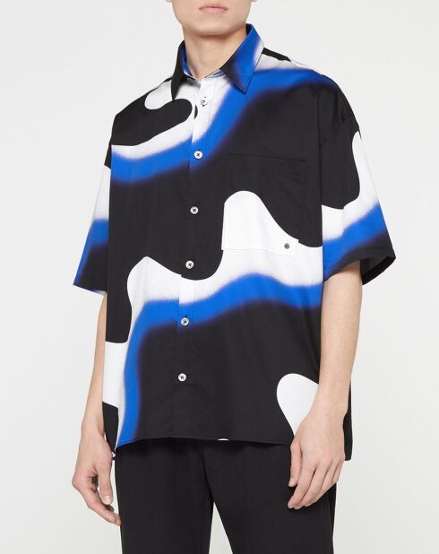 Illusion Smoke zwart/blauw losvallend shirt van 100% biologisch katoen