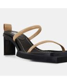 Mules en Cuir verni beiges - Talon 6 cm