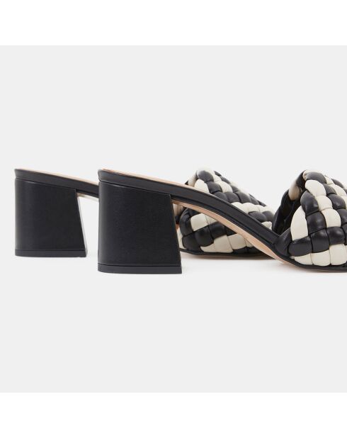Mules en Cuir Odessa noir/blanc - Talon 5.5 cm