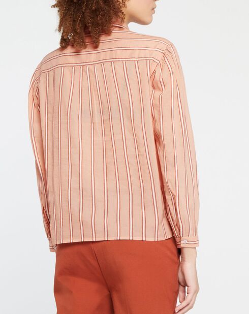 Chemise en Coton mélangé Ana rayée rose orangé