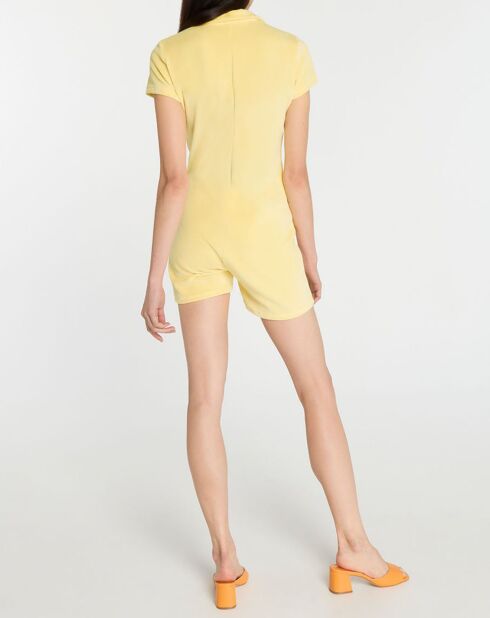 Gele jumpsuit met korte broek van katoen en badstof van Astrid