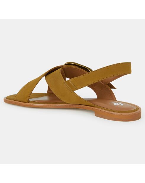 Sandales en Velours de Cuir à boucle kaki