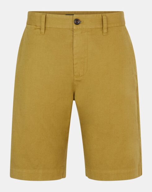 Muberlin Bermudashorts in normaler Passform aus Baumwolle und Leinen, khaki