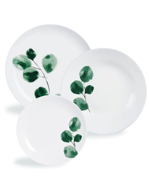 6 Assiettes creuses Eucalyptus blanches - D.20x4.2 cm