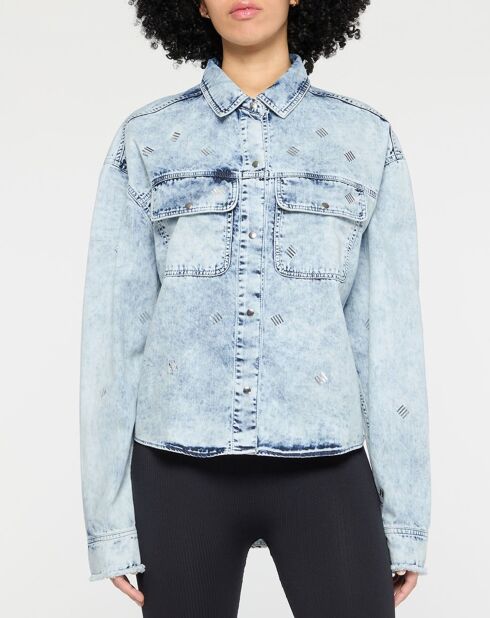 Anissa Hemd aus gebleichtem Denim hellblau