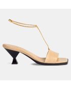 Mules en Cuir beiges - Talon 6 cm