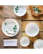 6 Assiettes creuses Eucalyptus blanches - D.20x4.2 cm