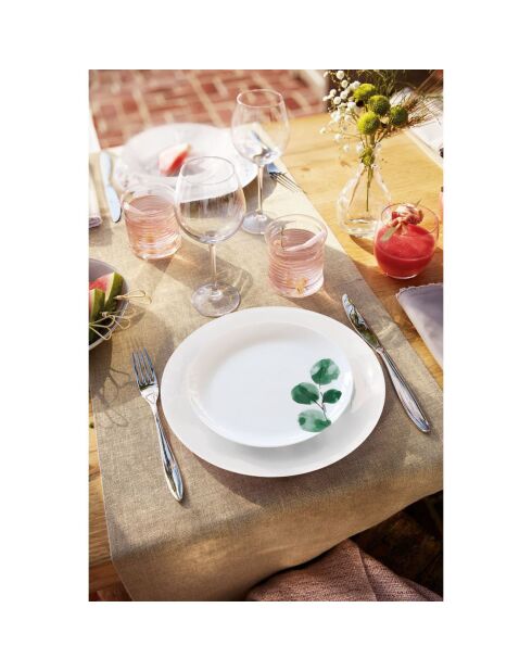 6 Assiettes à dessert Eucalyptus blanches - D.19 cm