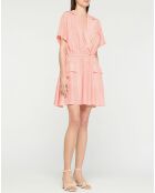 Robe 100% Soie Abito Corto Habotay rose clair