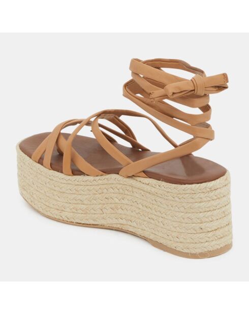 Paw Paw Sandalen aus Kamelleder, 7 cm Absatz