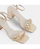 Sandales en Cuir à bride tressée dorées - Talon 7 cm