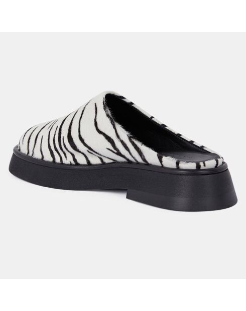 Mules sabots en poils ras noir/blanc