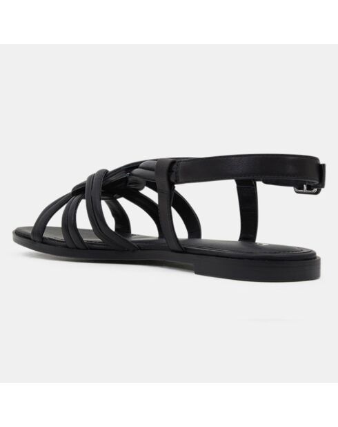 Schwarze Ledersandalen mit Kreuzriemen